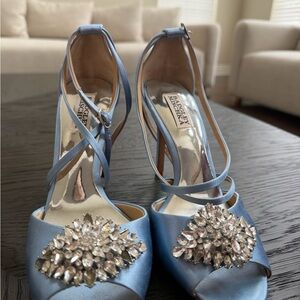 Badgley Mischka Blue Heels with Crystal Accents